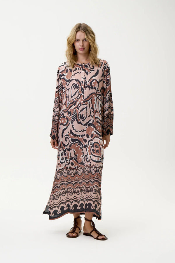 LLEW MAXI DRESS in Valencia Mocha Cupro from Oneseason
