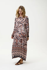 LLEW MAXI DRESS in Valencia Mocha Cupro from Oneseason