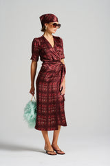 LE COCKTAIL PRINT DRESS | Burgundy + Mint