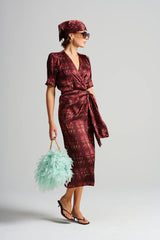 LE COCKTAIL PRINT DRESS | Burgundy + Mint