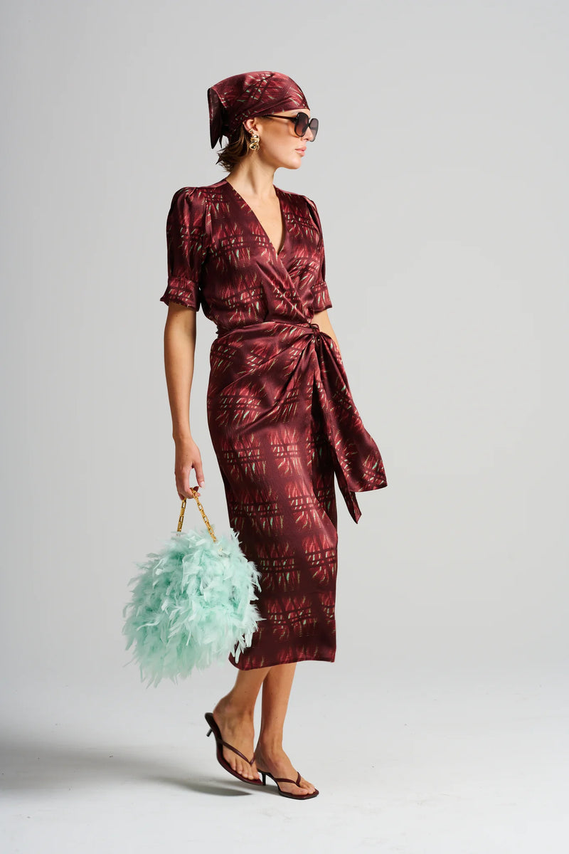 LE COCKTAIL PRINT DRESS | Burgundy + Mint