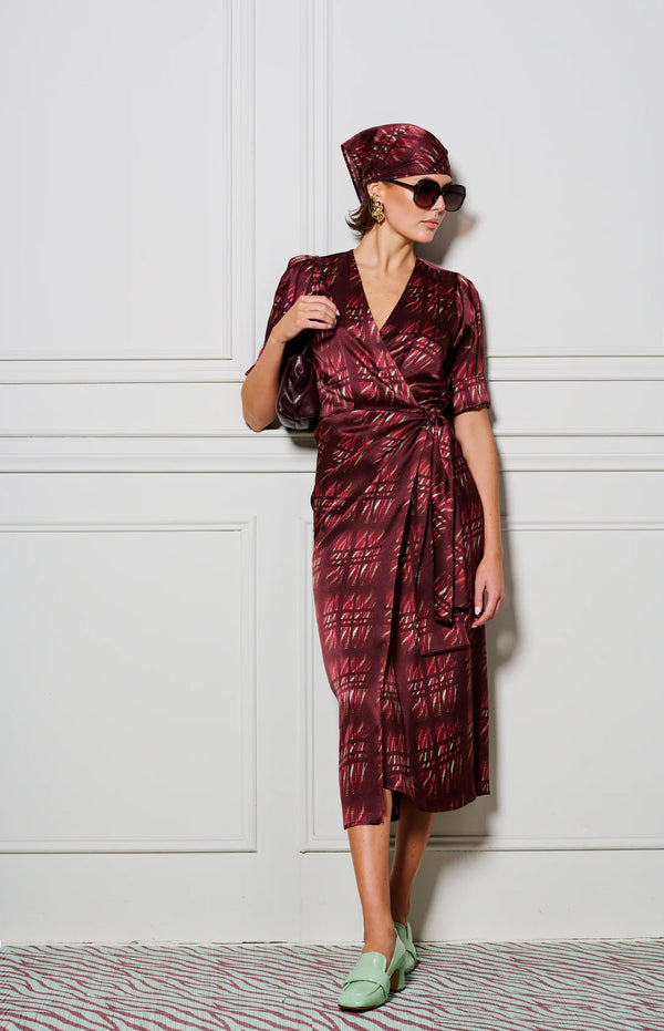 LE COCKTAIL PRINT DRESS | Burgundy + Mint