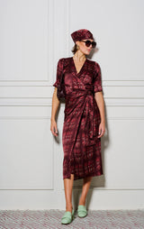 LE COCKTAIL PRINT DRESS | Burgundy + Mint