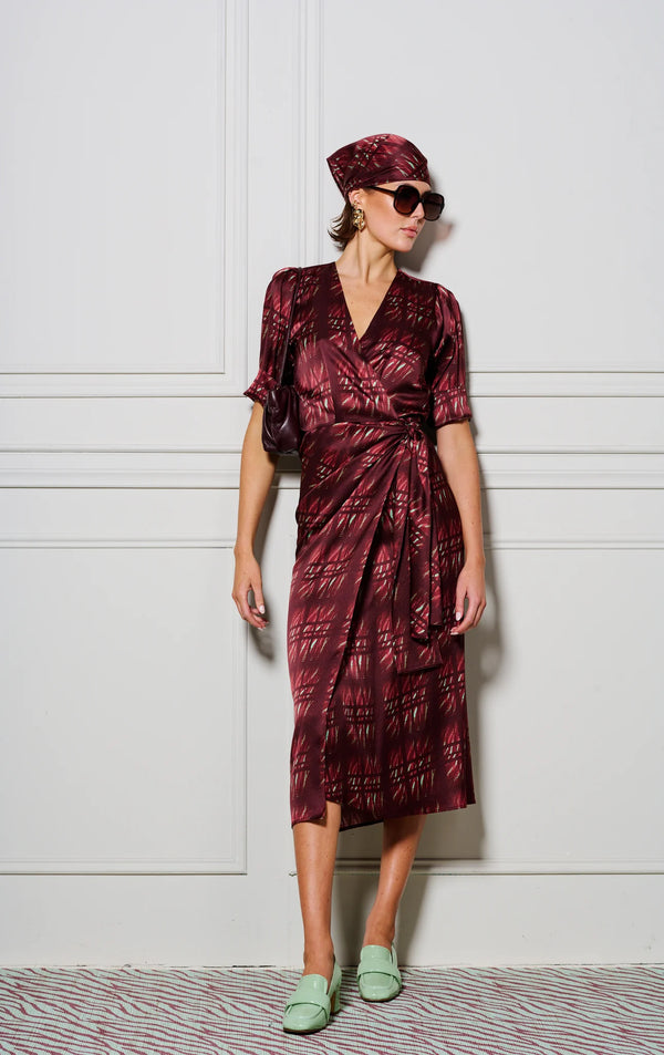 LE COCKTAIL PRINT DRESS | Burgundy + Mint