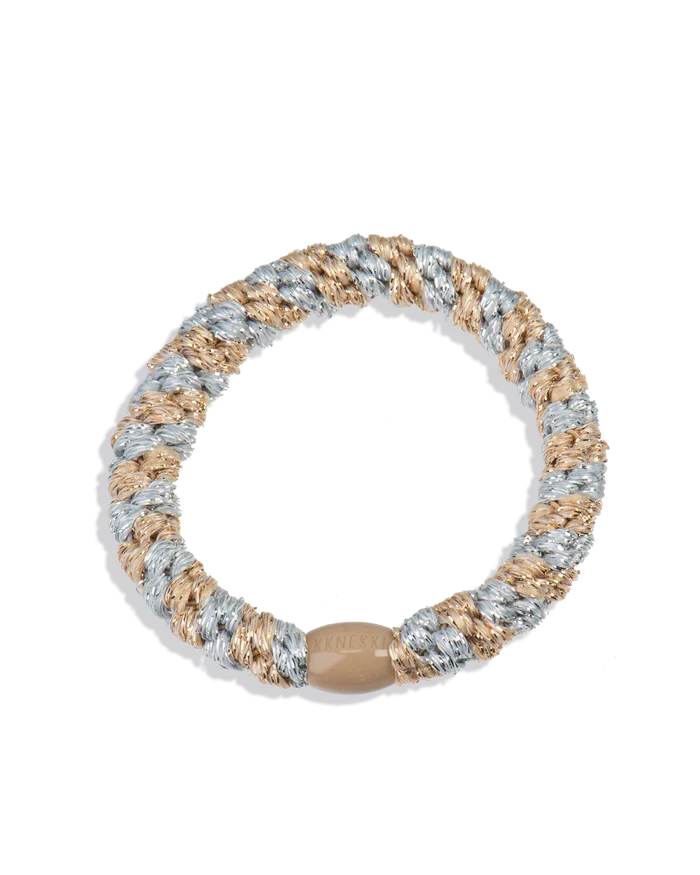KKNEKKI ORIGINAL HAIR TIES in Silver Beige Glitter Stripe by KKNEKKI