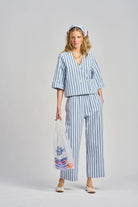 LE BISTROT STRIPE PANT in Blue by Le Stripe