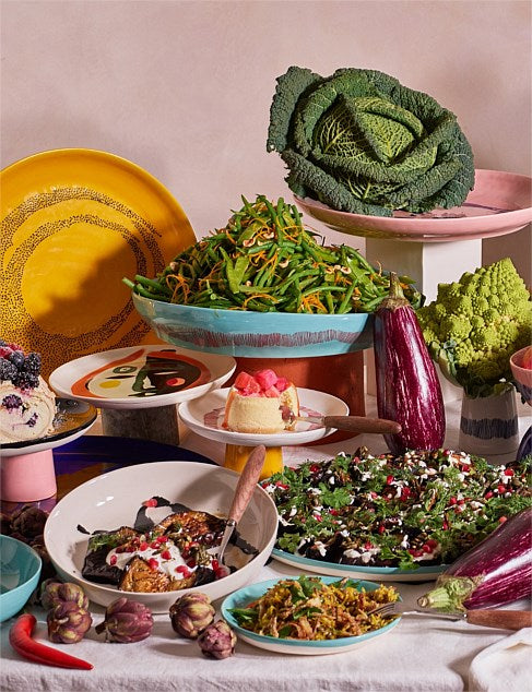 OTTOLENGHI SERVING BOWL M in Azure + Red Stripes Feast with Serax