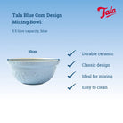 TALA STONEWARE MIXING BOWL in Pale Blue Corn Design by Tala