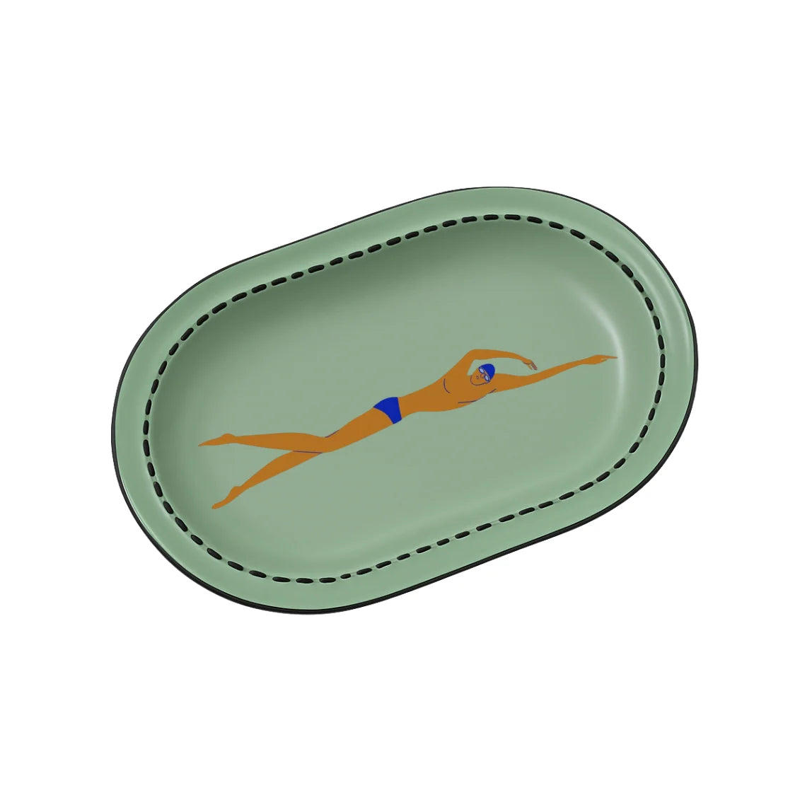 LARGE SERVING PLATE in Lane Swimmer Pistachio by AITCH.