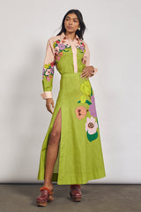 JEWEL FLORAL FULL CIRCLE SKIRT in Chartreuse from Bohemian Traders