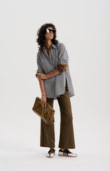 GINGHAM SHIRT WITH MIXED CUFFS | Black + White