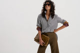 PURE MERINO WORSTED TROUSER in Dark Olive from Le Stripe