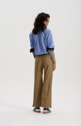 PURE MERINO WORSTED TROUSER in Pale Tabacco from Le Stripe