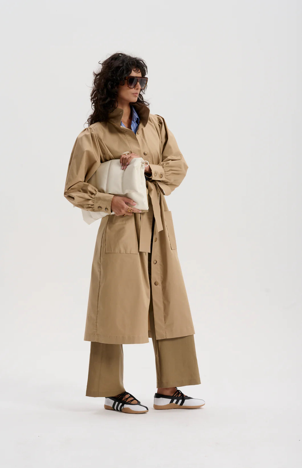 PURE MERINO WORSTED TROUSER in Pale Tabacco from Le Stripe