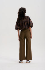 PURE MERINO WORSTED TROUSER in Dark Olive from Le Stripe