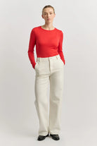 CREW MERINO TEE in Poppy by Toorallie