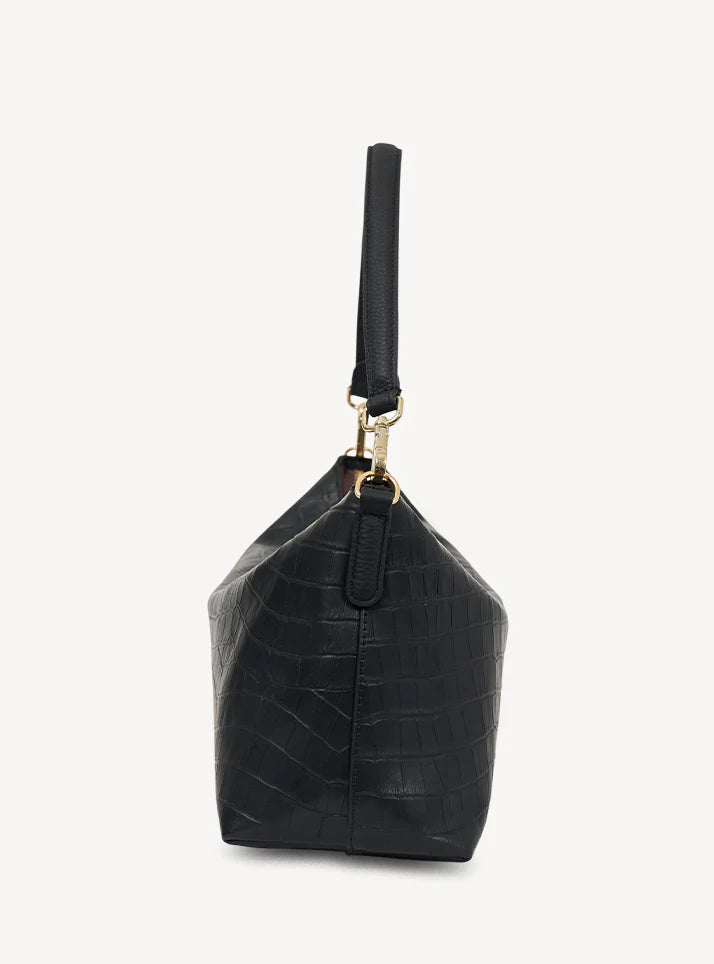 CLAUDIA SHOULDER BAG in Black Croc by Saben