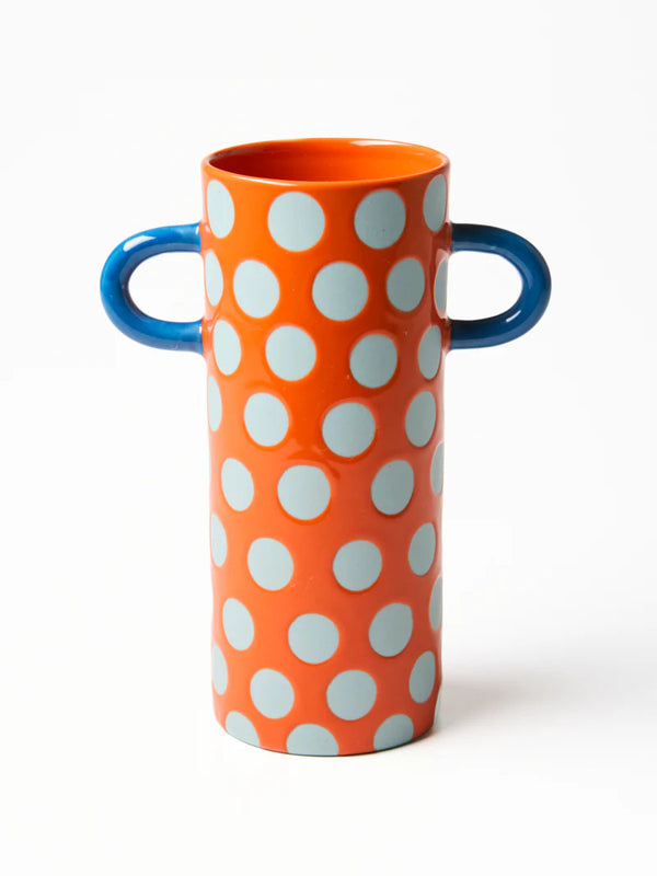 GRIFFE BLUE RED SPOT BUD VASE by Jones & Co