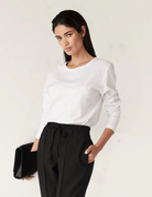 PIMA LONG SLEEVE TOP | White - Darling & Domain