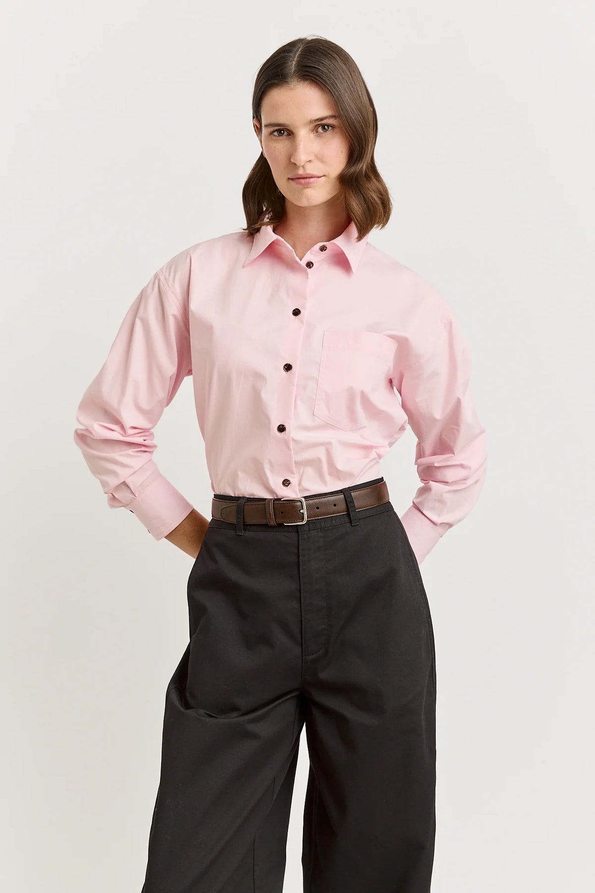 RELAXED COTTON SHIRT in Pale Pink by Toorallie at Darling & Domain