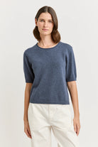 SHORT SLEEVE KNIT in Navy Melange by Toorallie at Darling & Domain