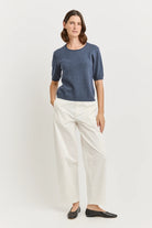 SHORT SLEEVE KNIT in Navy Melange by Toorallie at Darling & Domain