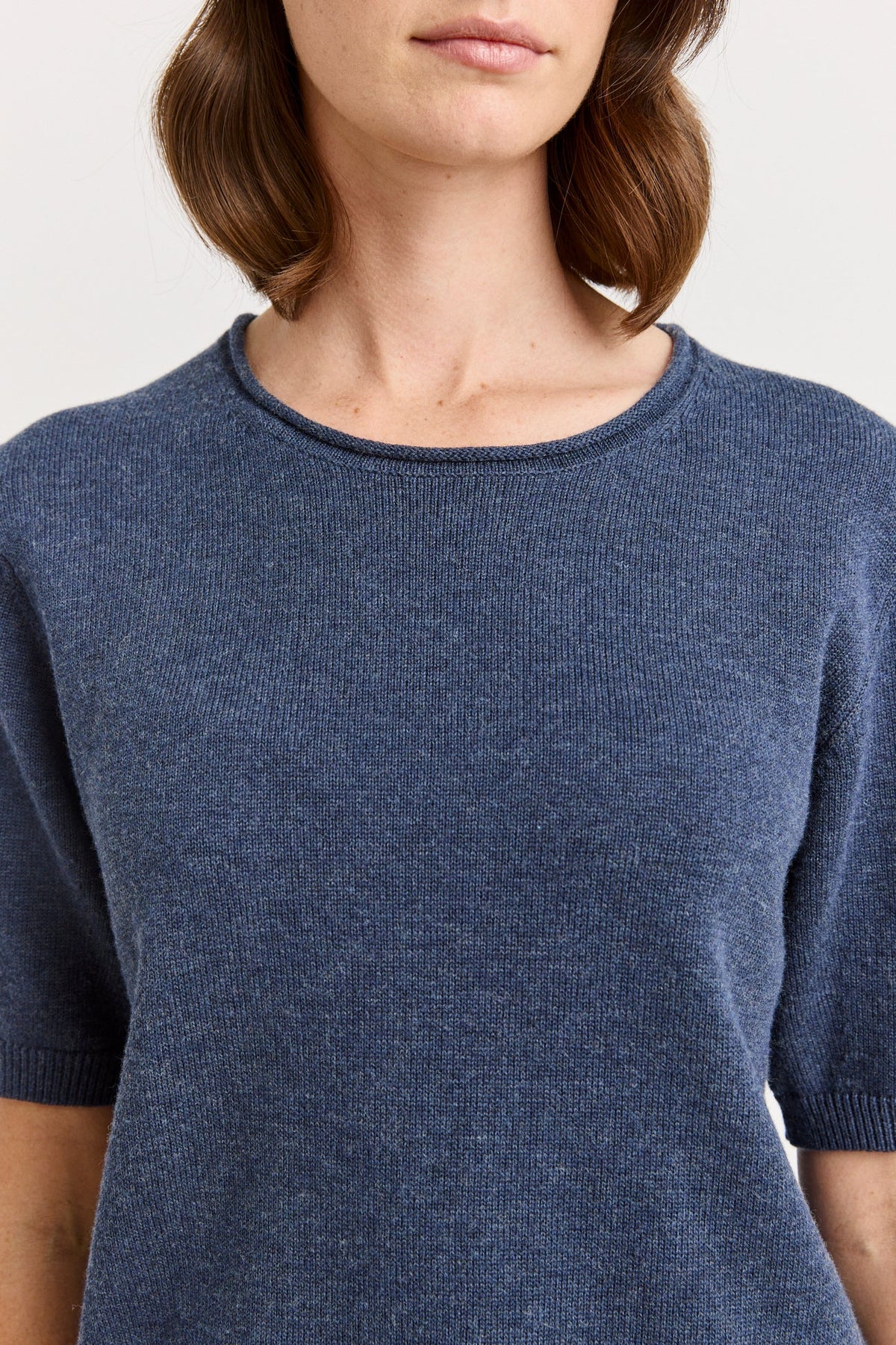 SHORT SLEEVE KNIT in Navy Melange by Toorallie at Darling & Domain