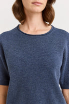 SHORT SLEEVE KNIT in Navy Melange by Toorallie at Darling & Domain