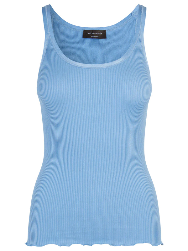 ROSEMUNDE SCOOP NECK SILK SINGLET | Blue Heaven