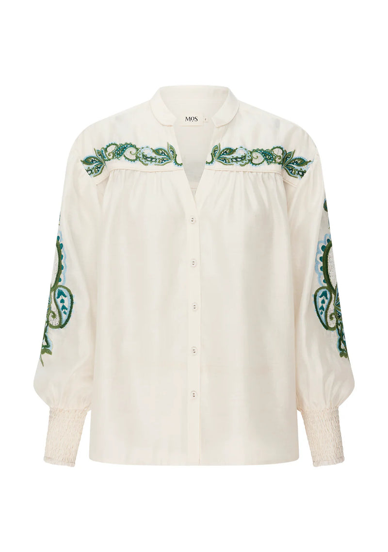 PORTO EMBROIDERY BLOUSE in Ecru from MOS The Label
