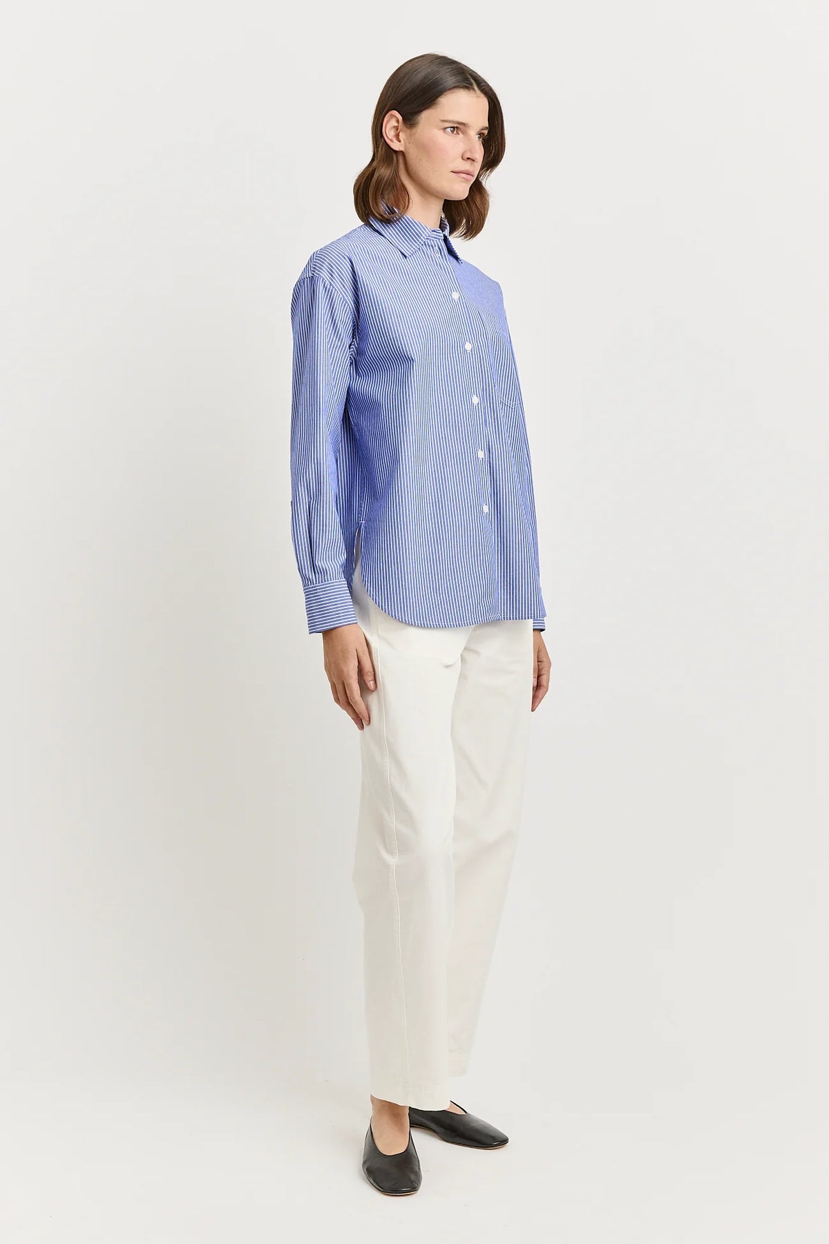 RELAXED COTTON SHIRT in Classic Stripe by Toorallie at Darling & Domain