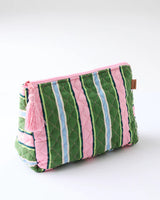 QUILTED COTTON TOILETRY PURSE in Cactus Stripe from the amazing range of Kip & Co products