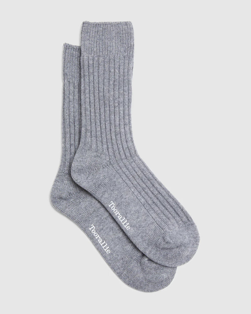 RIBBED MERINO SOCKS in Grey by Toorallie