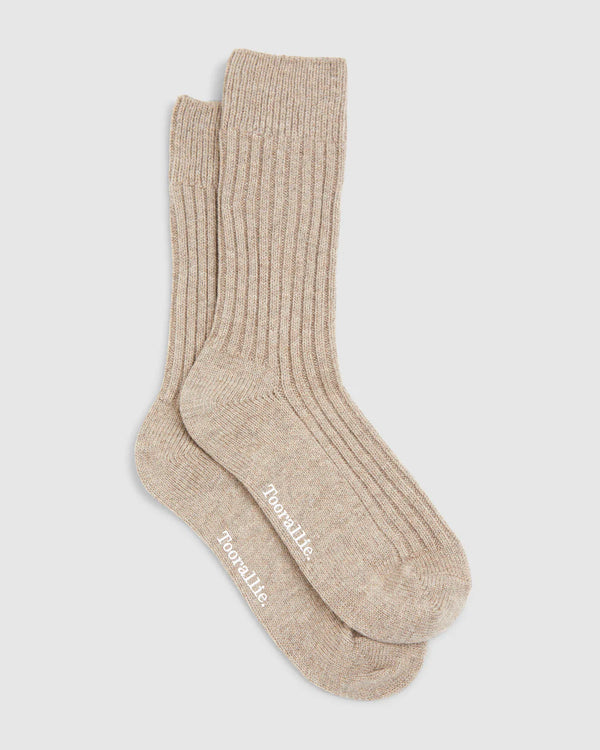 RIBBED MERINO SOCKS in Oat by Toorallie