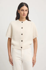 SHORT SLEEVE CARDIGAN in Ivory by Toorallie