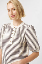 JACQUELINE TOP in White and Brown Stripe by Kireina 