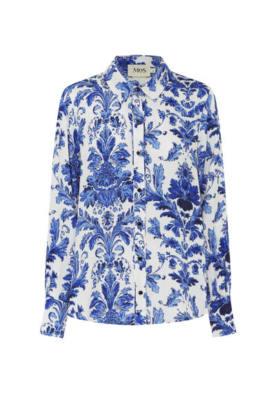 MOS The Label Adriana shirt in a blue floral available from Darling and Domain