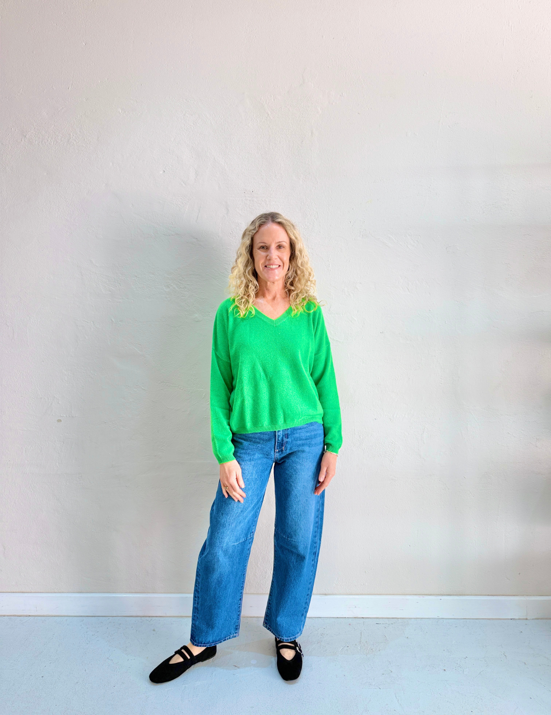 ALICIA CASHMERE KNIT TOP in Jungle Green by Absolut Cashmere