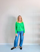 ALICIA CASHMERE KNIT TOP in Jungle Green by Absolut Cashmere