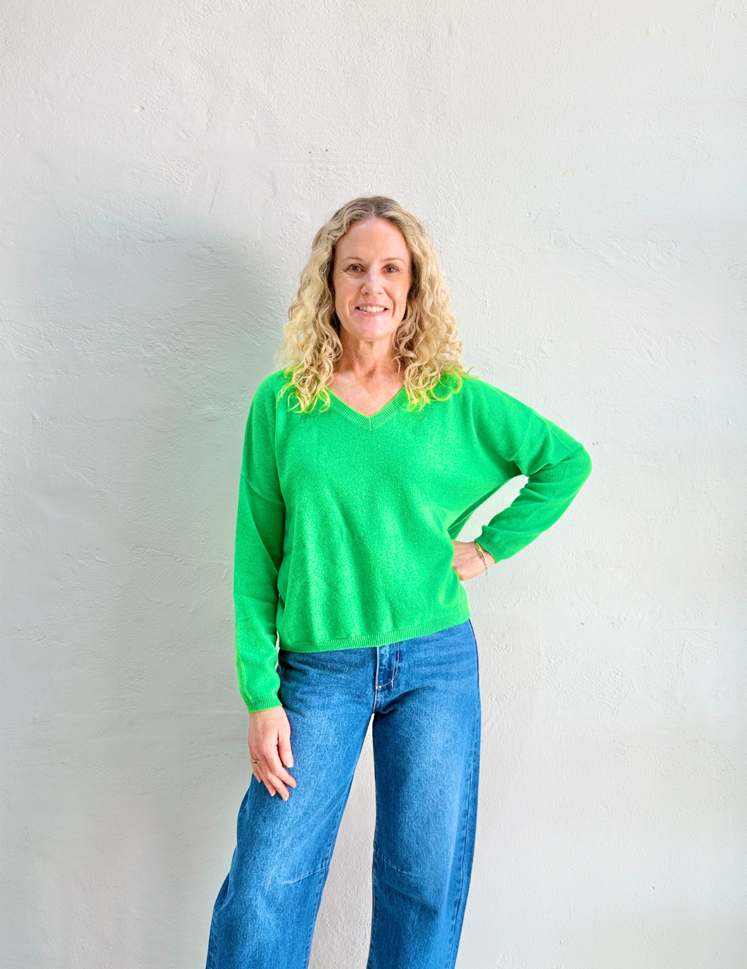 ALICIA CASHMERE KNIT TOP in Jungle Green by Absolut Cashmere