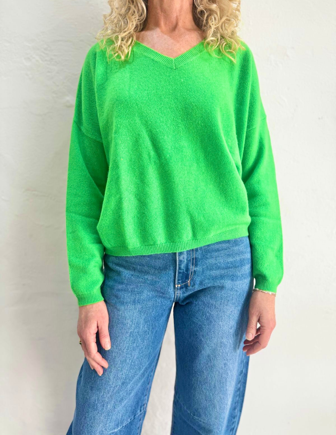 ALICIA CASHMERE KNIT TOP in Jungle Green by Absolut Cashmere