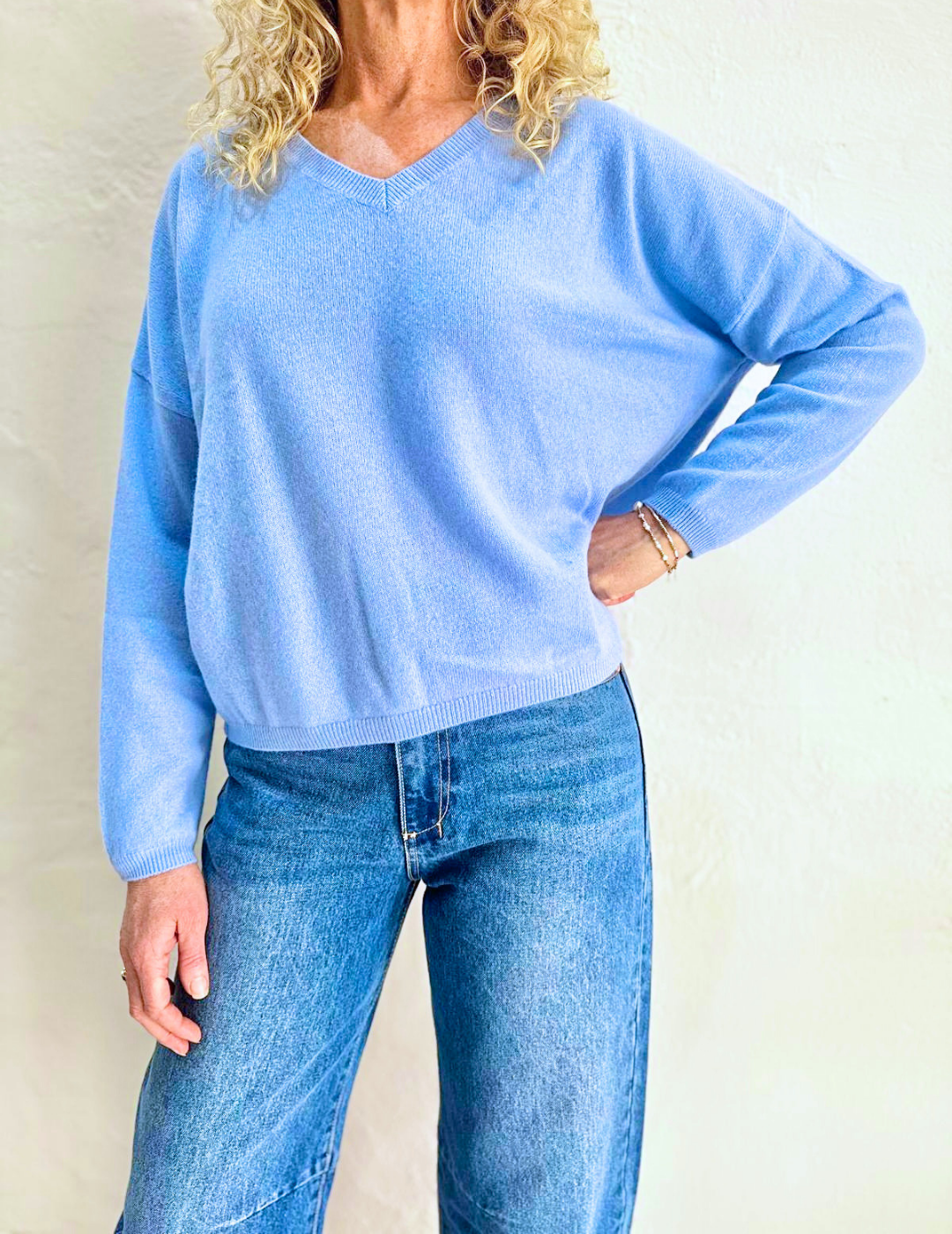 ALICIA CASHMERE KNIT TOP in Provence Blue by Absolut Cashmere