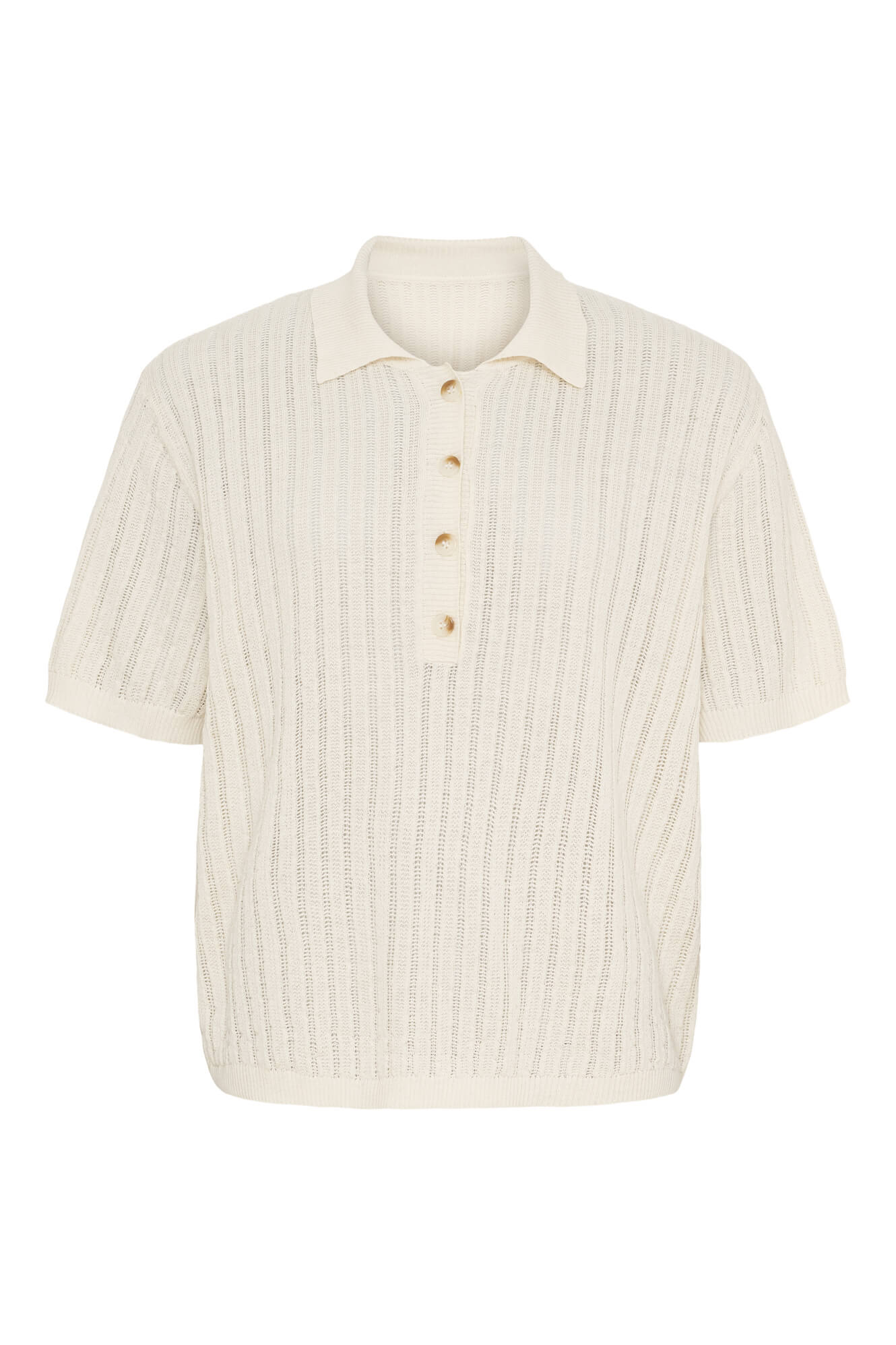 AMELIA SHORT SLEEVE POLO in White Sand by Annie Mi