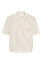 AMELIA SHORT SLEEVE POLO in White Sand by Annie Mi