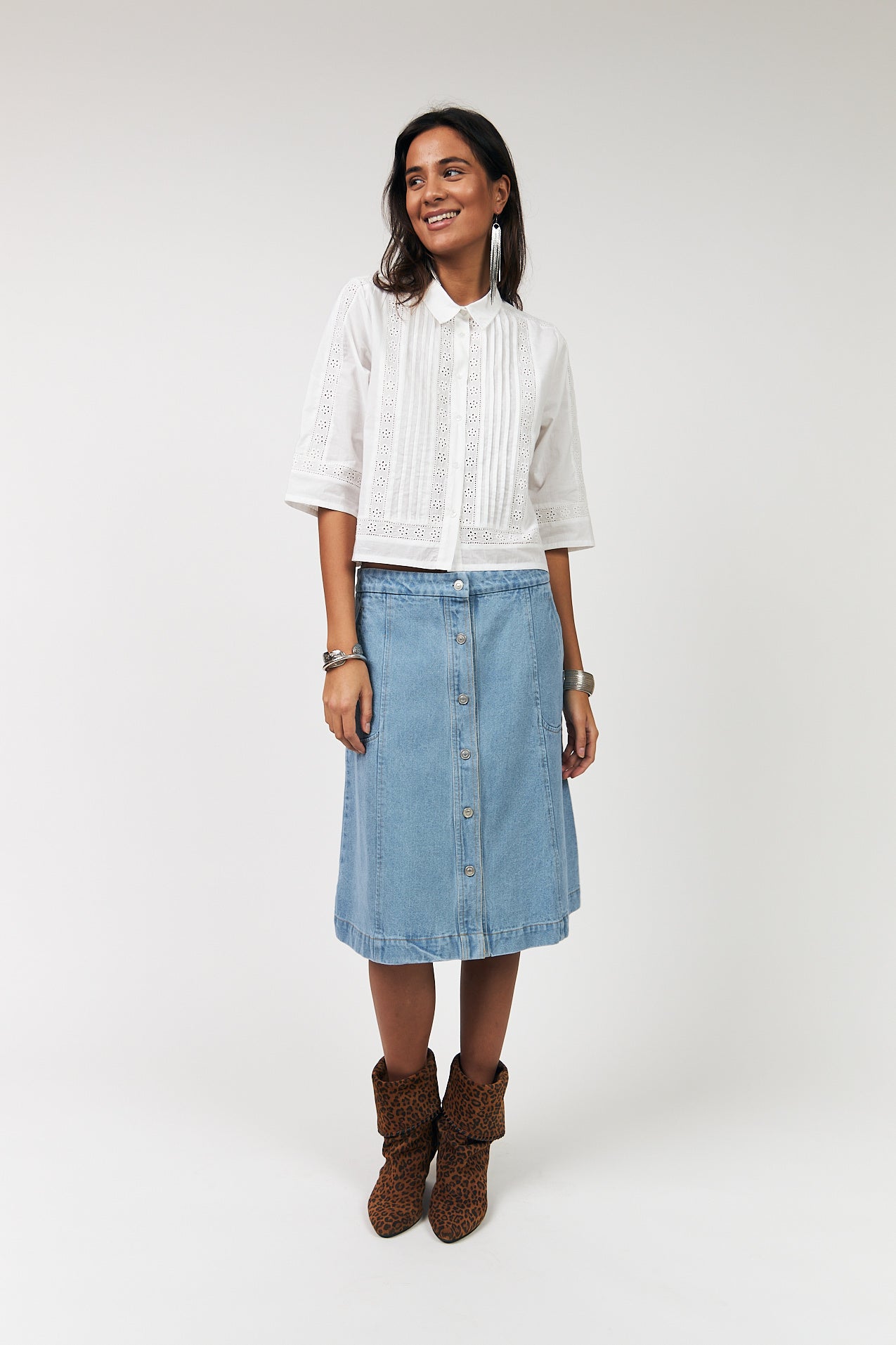 AMORA SHIRT 3/4 SLEEVE in White by Lollys Laundry
