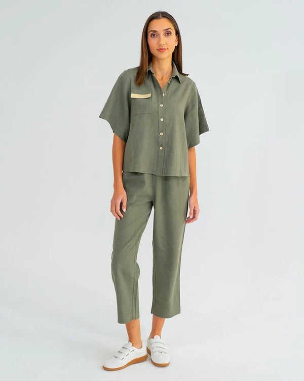LEAH TAPPERED TROUSER | Khaki