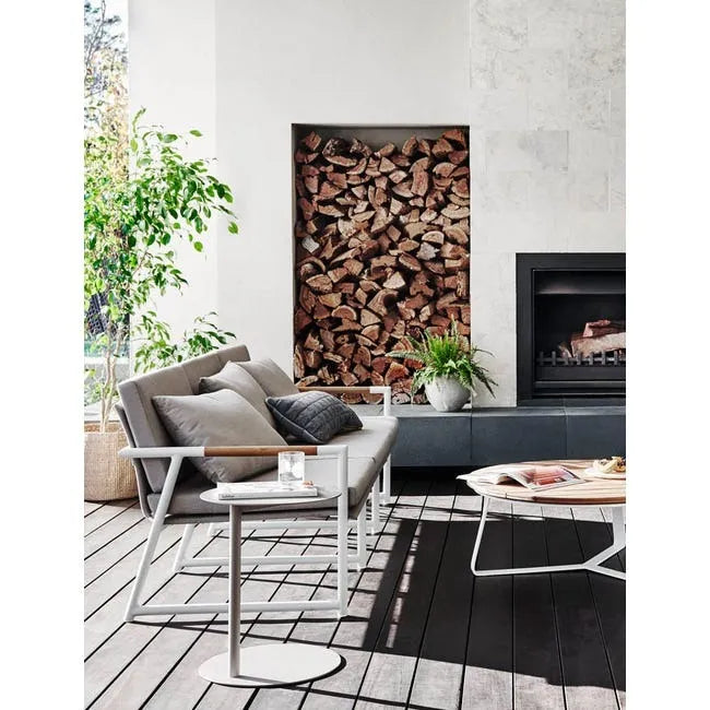 APERTO ALI ROUND SIDE TABLE in White by GlobeWest at Darling & Domain