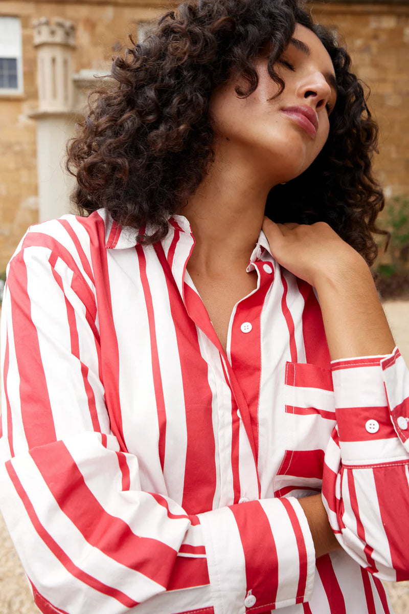 BUDDY SHIRT in Ruby Antique Stripe from Aston Studio
