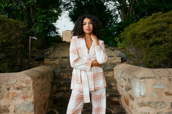 ADELINE BLAZER in Peony + Antique Plaid from Aston Studio