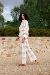 HARPER PANT in Peony + Antique Plaid from Aston Studio